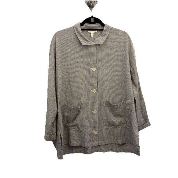 eileen fisher Organic Cotton Ticking Stripe Jacket Women XS Relaxed Fit - Picture 1 of 11